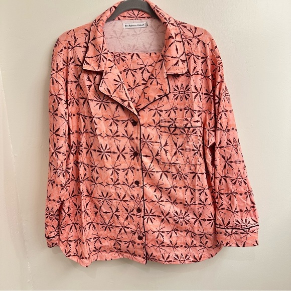 Rebecca Minkoff Brushed Cotton Pink Shibori Rose Patterned Women's Pajama SZ 1X - Picture 2 of 7